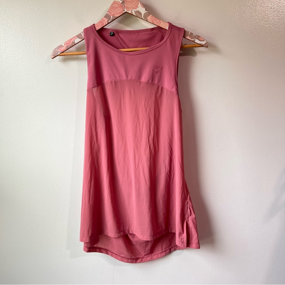 Gymshark Women’s Speed Tank Open Back Sleeveless Running Tank Pink Mesh Sz Small